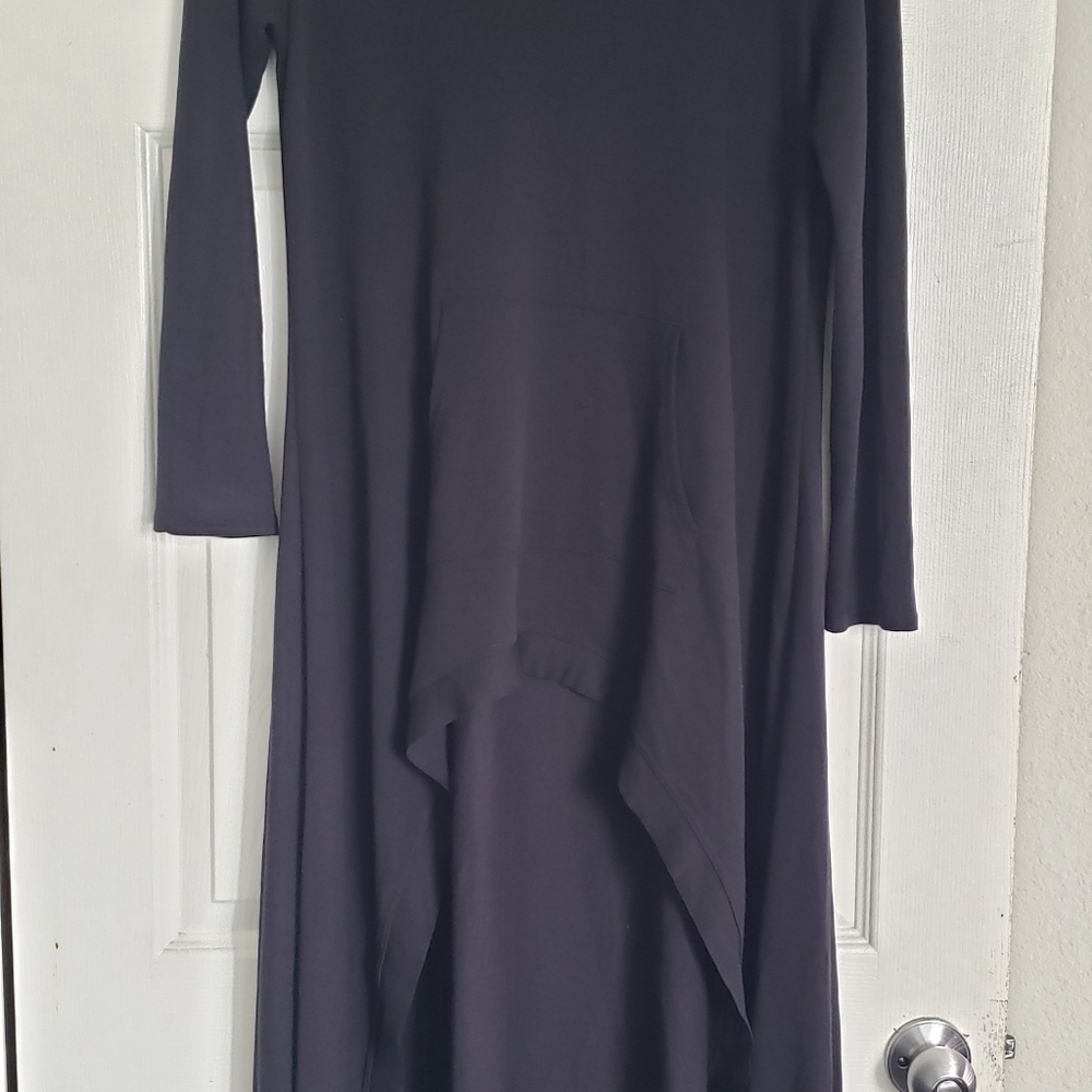 Annabelle Black Asymmetrical Tiered Long Sleeve Dress